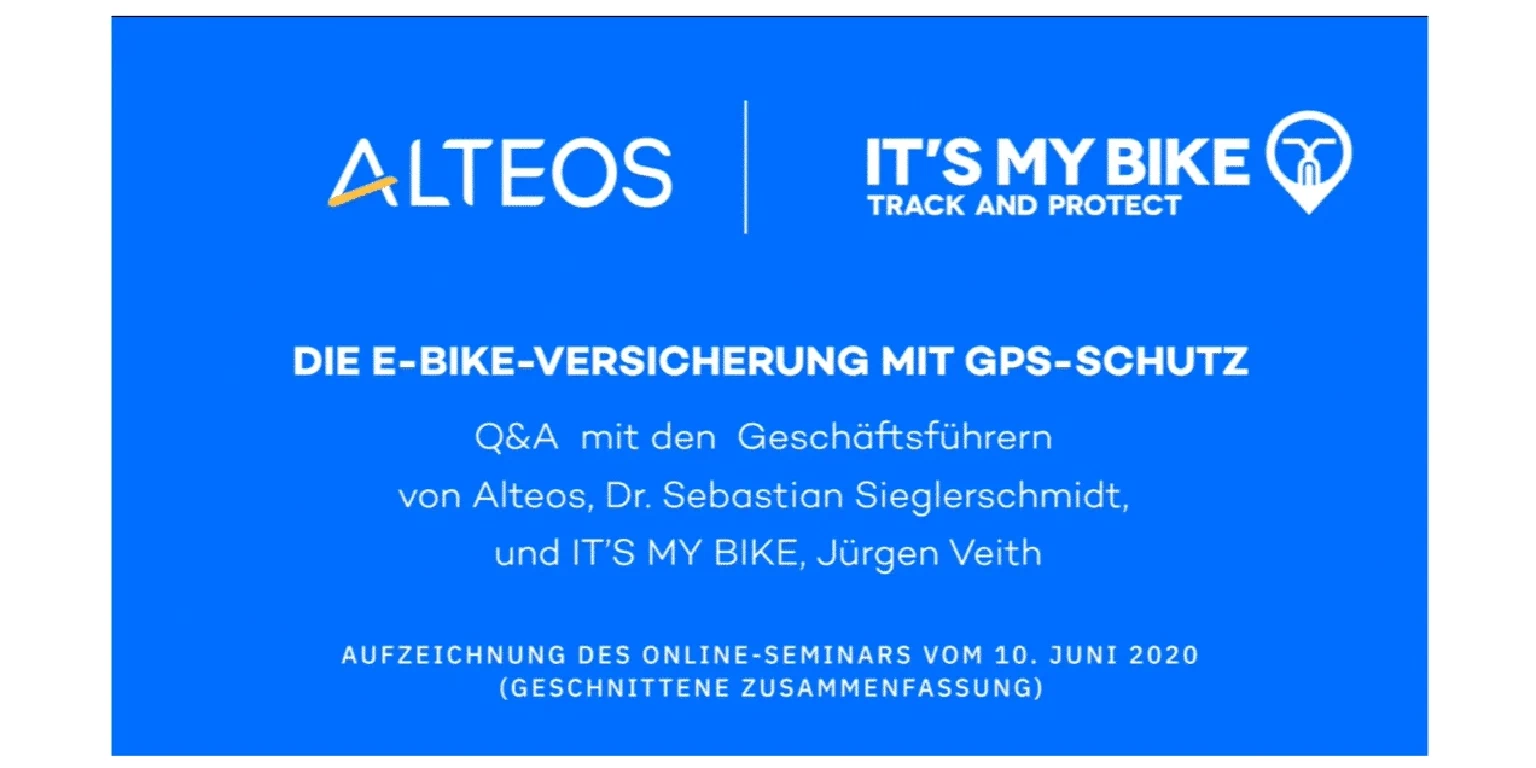 Alteos & IT'S MY BIKE - Die E-Bike-Versicherung mit GPS-Schutz