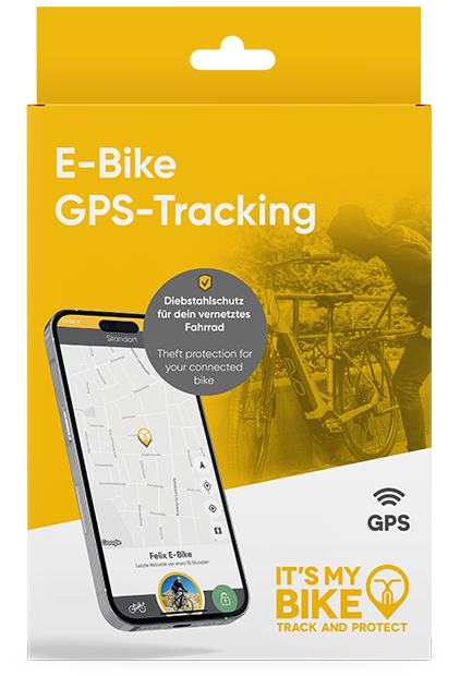 IT'S MY BIKE app on a smartphone showing the map of a located e-bike